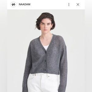 NAADAM  Blouson Sleeve Cropped V-Neck Cardigan